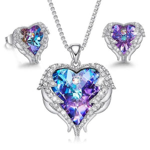 Swarovski® Crystal Angel Heart Pendant Necklace & Earrings Set (5 Styles)