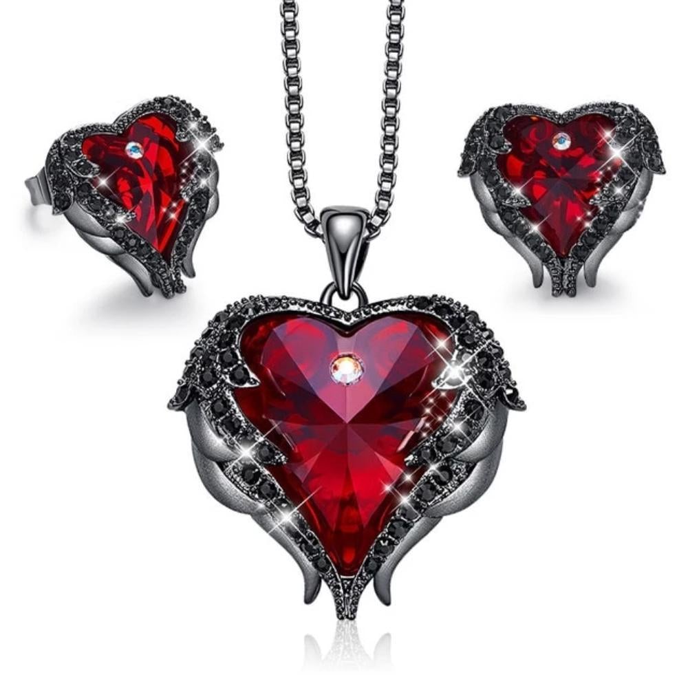 Swarovski® Crystal Angel Heart Pendant Necklace & Earrings Set (5 Styles)