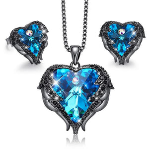 Swarovski® Crystal Angel Heart Pendant Necklace & Earrings Set (5 Styles)