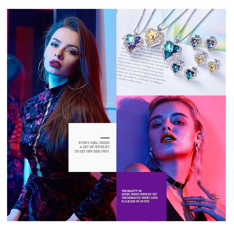 Swarovski® Crystal Angel Heart Pendant Necklace & Earrings Set (5 Styles)