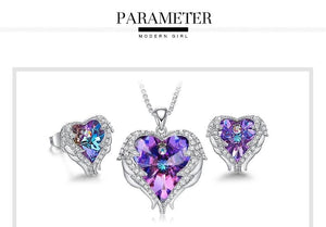 Swarovski® Crystal Angel Heart Pendant Necklace & Earrings Set (5 Styles)