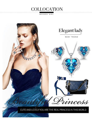 Swarovski® Crystal Angel Heart Pendant Necklace & Earrings Set (5 Styles)