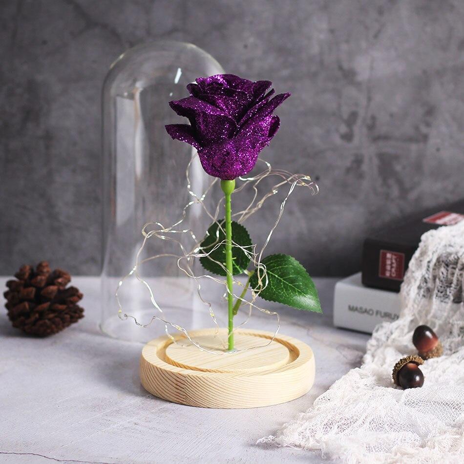 Shimmering Glitter Enchanted Rose LED Glass Display (10 Variants)