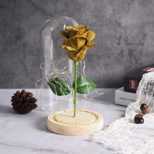 Shimmering Glitter Enchanted Rose LED Glass Display (10 Variants)