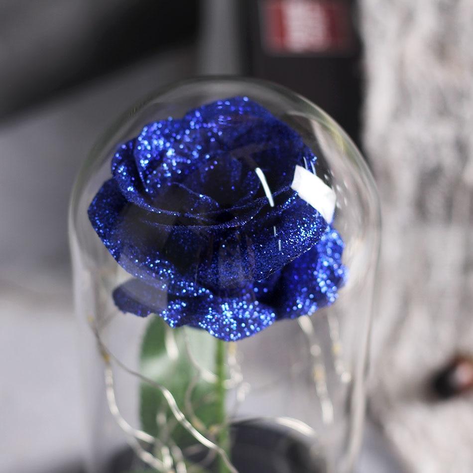 Shimmering Glitter Enchanted Rose LED Glass Display (10 Variants)