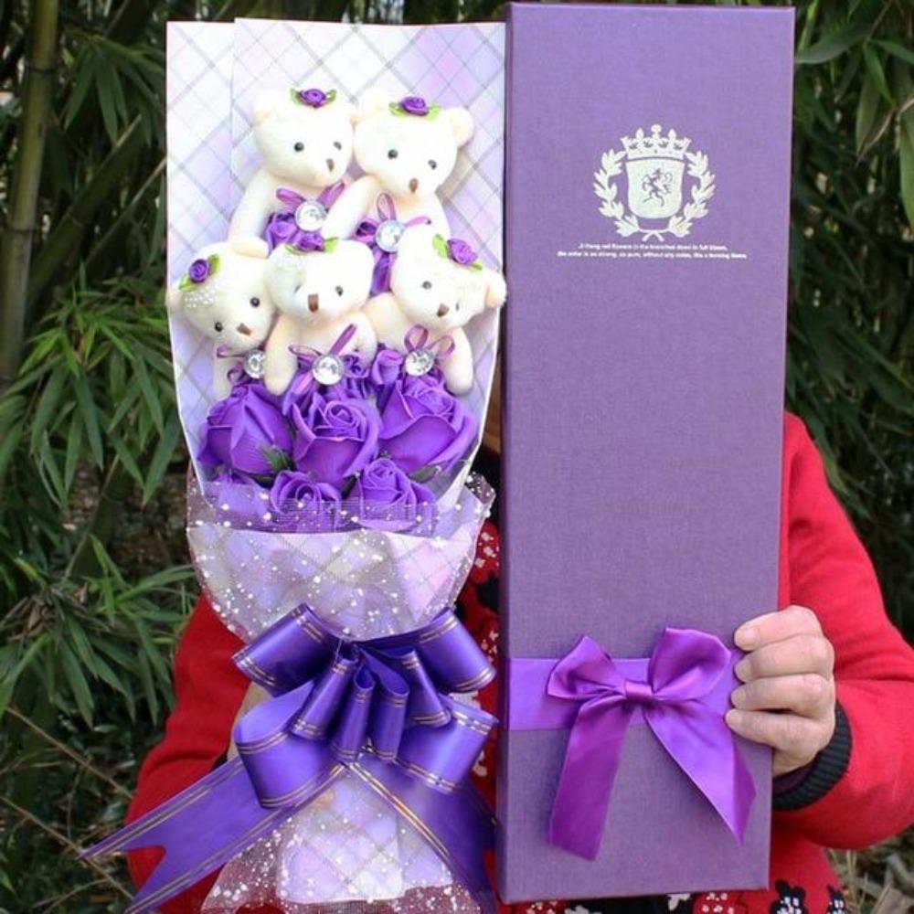 Rose Teddy Bear Bouquet Enchanted Flower (8 Designs) NO BOX
