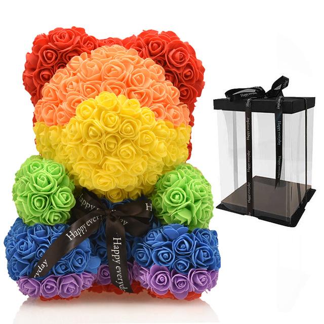 Rainbow Enchanted Forever Rose Heart Teddy Bear (34 Designs)