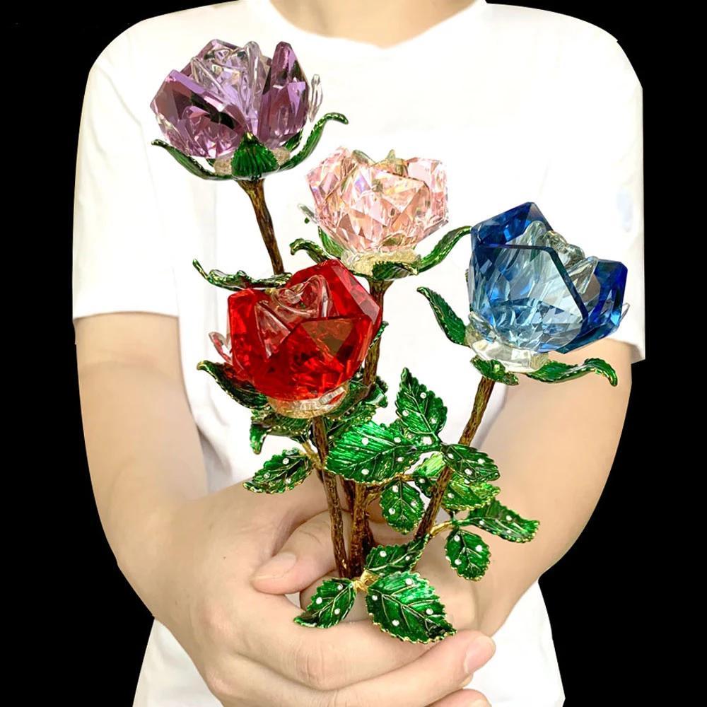 Crystal Glass Enchanted Rose (4 Colors)