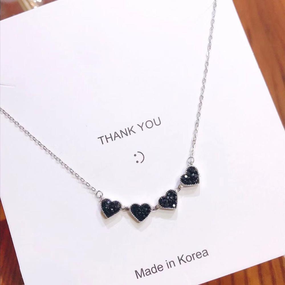 Four 4 Leaf Clover Heart Necklace Sterling Silver with Optional Rose Gift Box