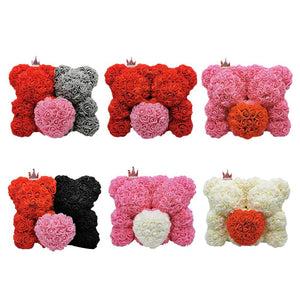 King & Queen Couple Enchanted Forever Rose Heart Teddy Bear (6 Colors)