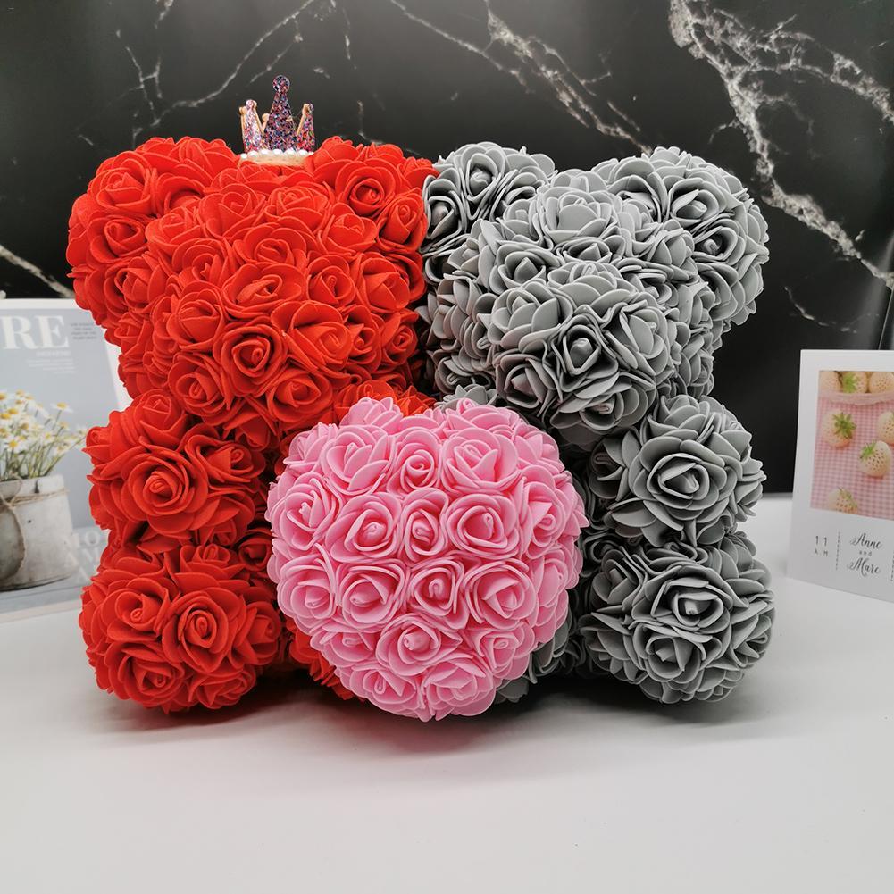 King & Queen Couple Enchanted Forever Rose Heart Teddy Bear (6 Colors)