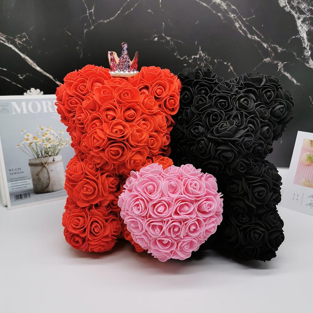King & Queen Couple Enchanted Forever Rose Heart Teddy Bear (6 Colors)