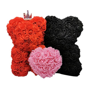 King & Queen Couple Enchanted Forever Rose Heart Teddy Bear (6 Colors)