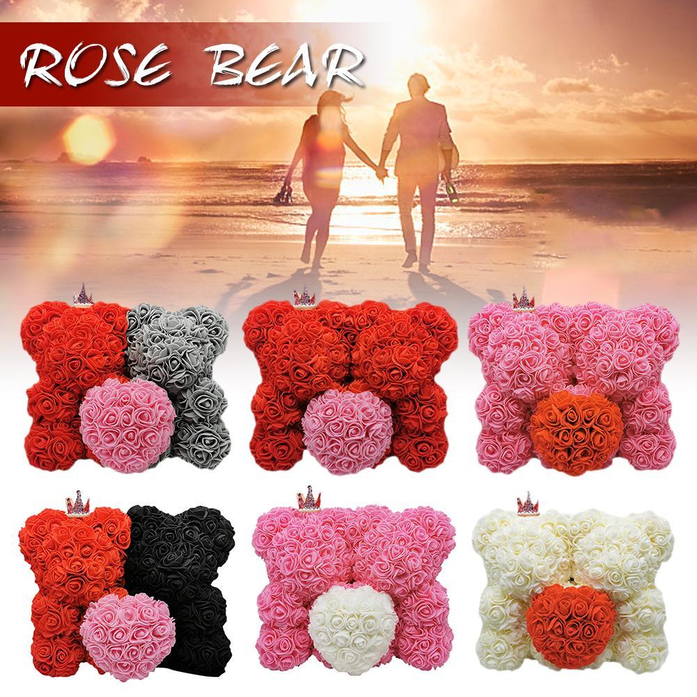 King & Queen Couple Enchanted Forever Rose Heart Teddy Bear (6 Colors)