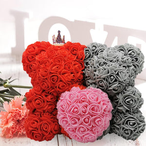 King & Queen Couple Enchanted Forever Rose Heart Teddy Bear (6 Colors)