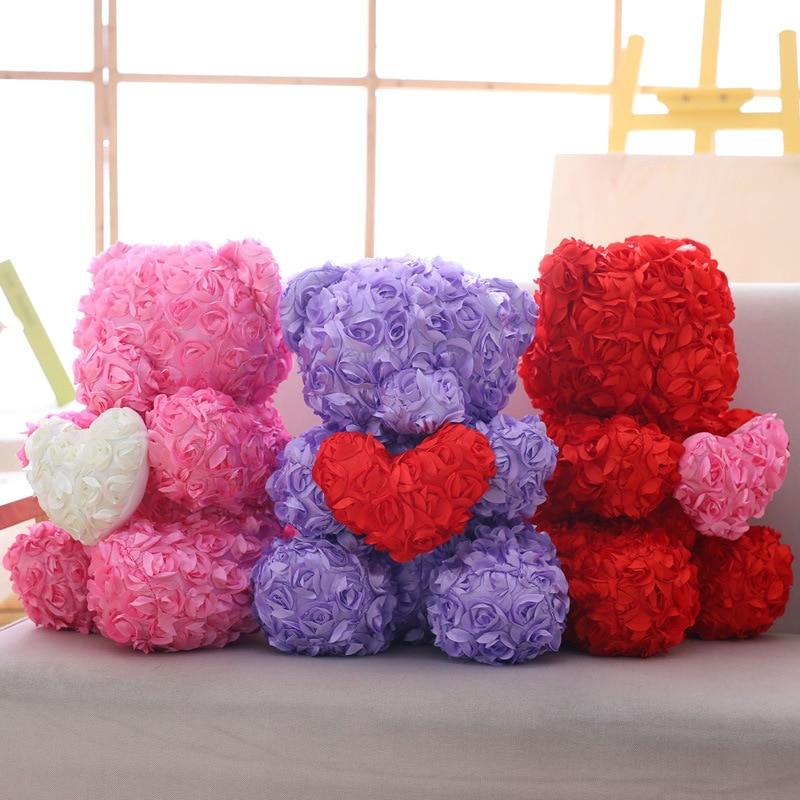 40cm Enchanted Forever Rose Heart Teddy Bear (5 Colors)