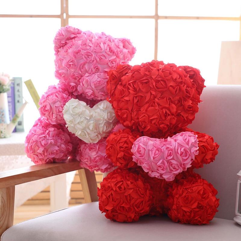 40cm Enchanted Forever Rose Heart Teddy Bear (5 Colors)