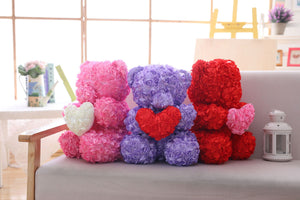 40cm Enchanted Forever Rose Heart Teddy Bear (5 Colors)