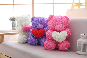 40cm Enchanted Forever Rose Heart Teddy Bear (5 Colors)