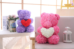 40cm Enchanted Forever Rose Heart Teddy Bear (5 Colors)