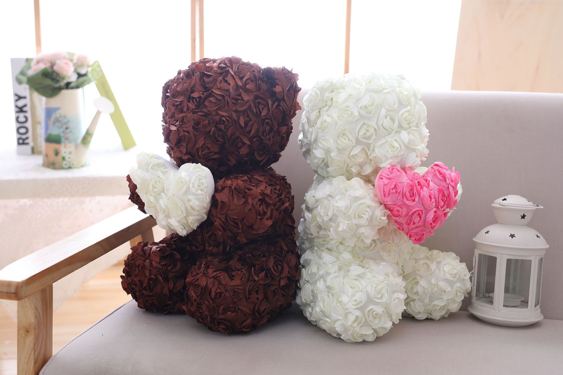 40cm Enchanted Forever Rose Heart Teddy Bear (5 Colors)