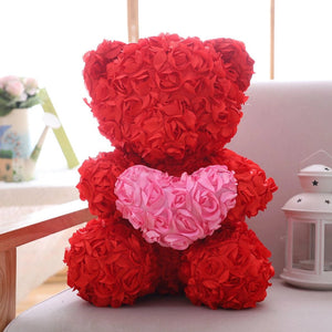 40cm Enchanted Forever Rose Heart Teddy Bear (5 Colors)