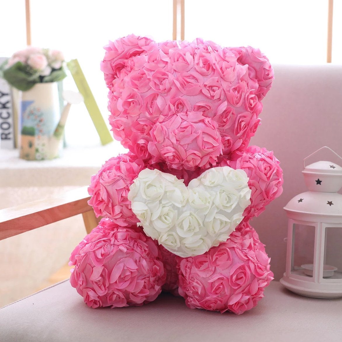 40cm Enchanted Forever Rose Heart Teddy Bear (5 Colors)