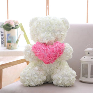 40cm Enchanted Forever Rose Heart Teddy Bear (5 Colors)