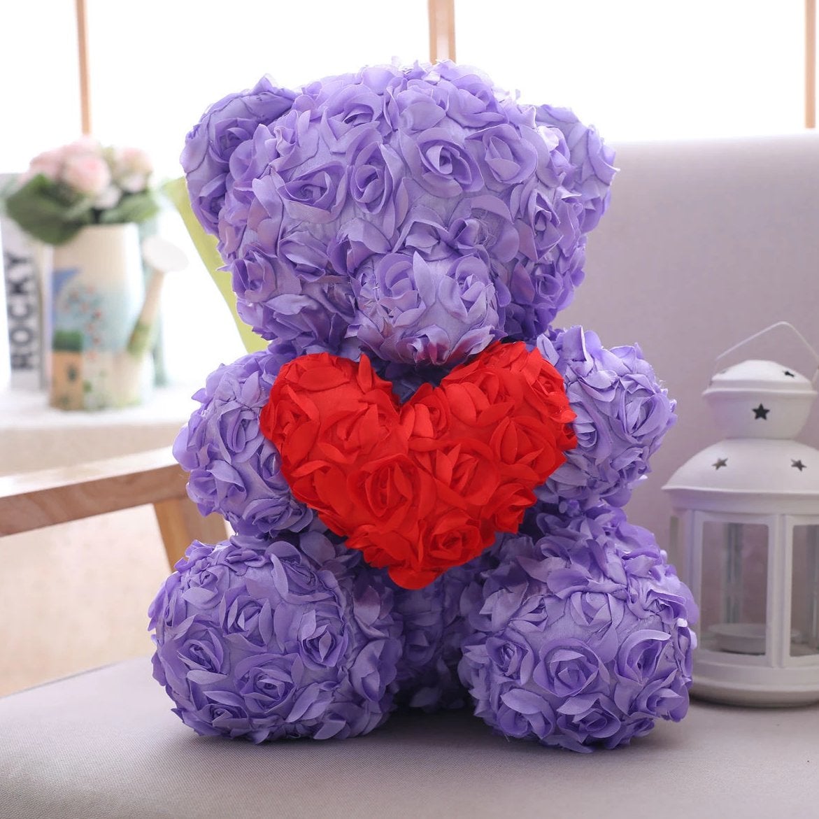 40cm Enchanted Forever Rose Heart Teddy Bear (5 Colors)