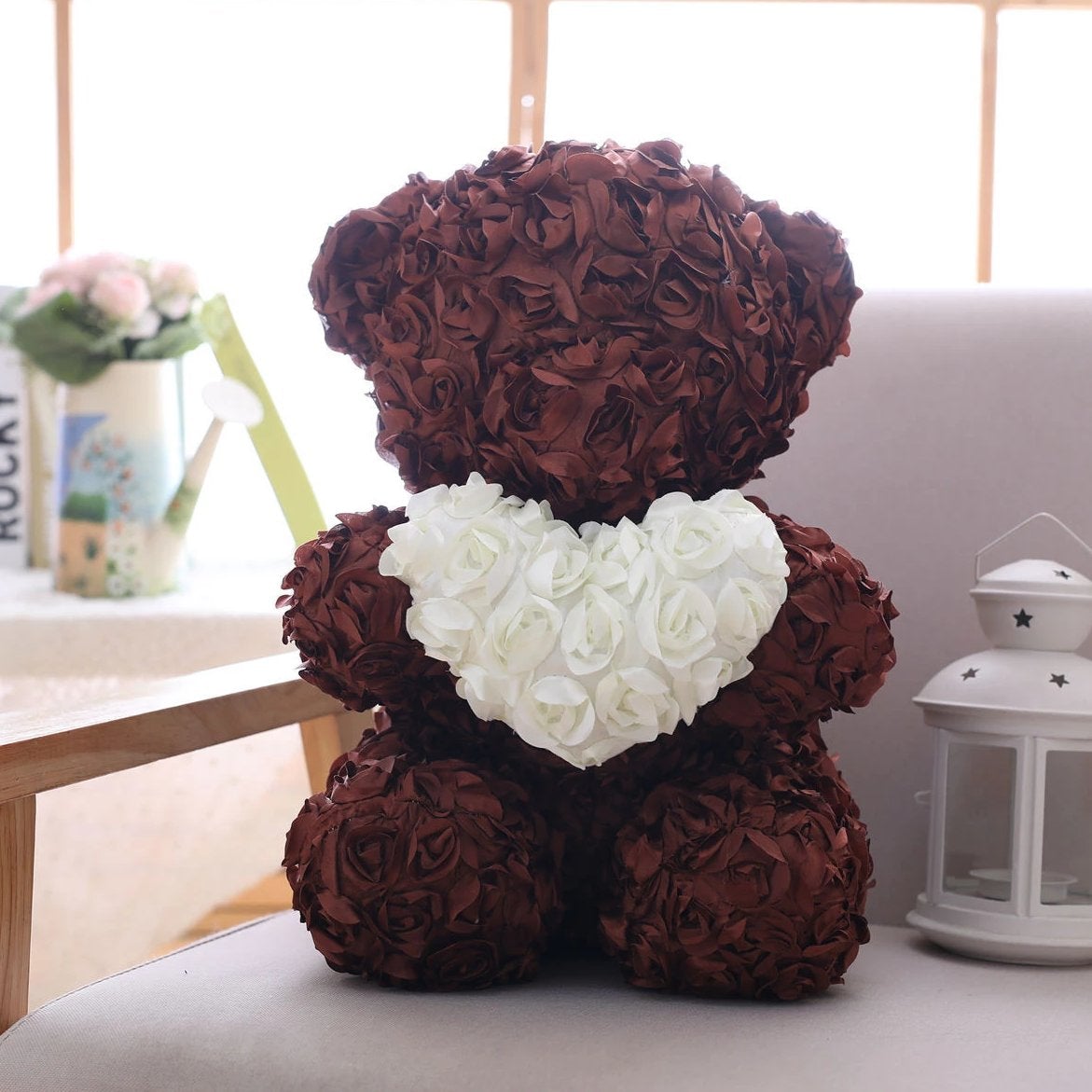 40cm Enchanted Forever Rose Heart Teddy Bear (5 Colors)