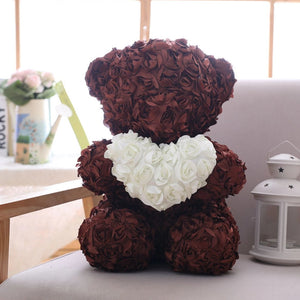 40cm Enchanted Forever Rose Heart Teddy Bear (5 Colors)