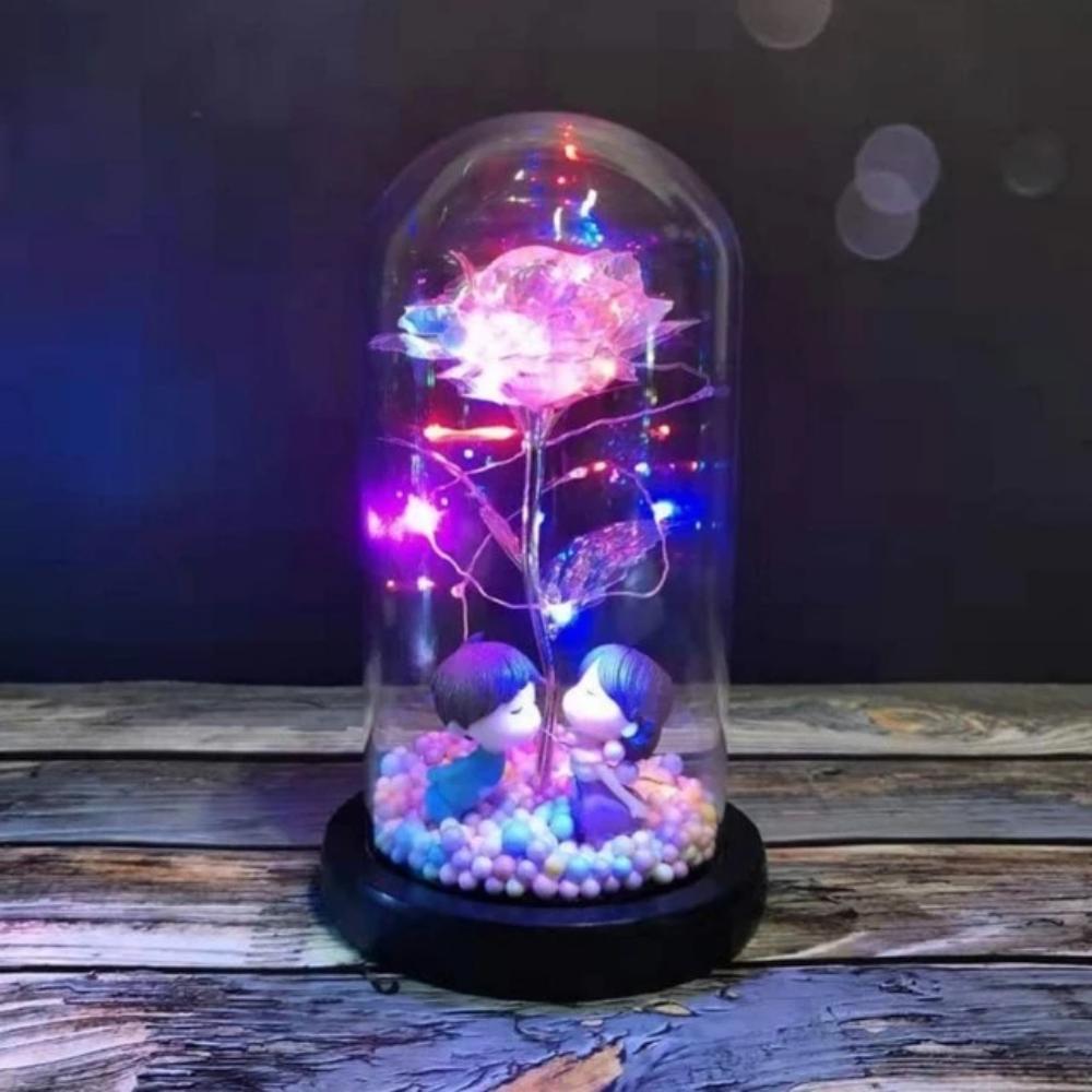 Rainbow Orbs Galaxy Enchanted Rose LED Glass Display (7 Designs)