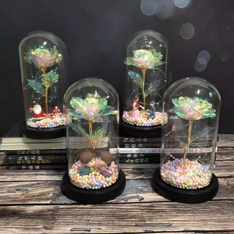 Rainbow Orbs Galaxy Enchanted Rose LED Glass Display (7 Designs)