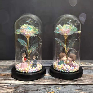 Rainbow Orbs Galaxy Enchanted Rose LED Glass Display (7 Designs)