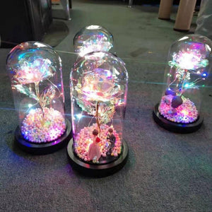 Rainbow Orbs Galaxy Enchanted Rose LED Glass Display (7 Designs)