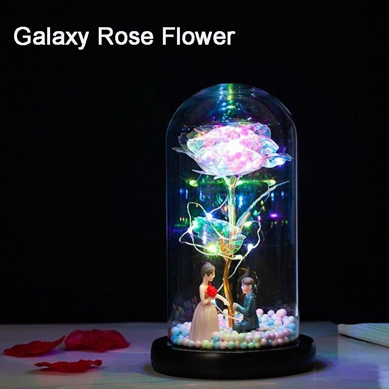 Rainbow Orbs Galaxy Enchanted Rose LED Glass Display (7 Designs)