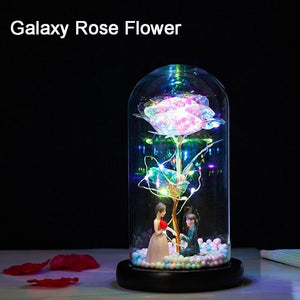Rainbow Orbs Galaxy Enchanted Rose LED Glass Display (7 Designs)