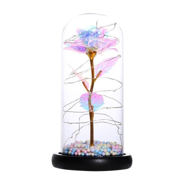 Rainbow Orbs Galaxy Enchanted Rose LED Glass Display (7 Designs)