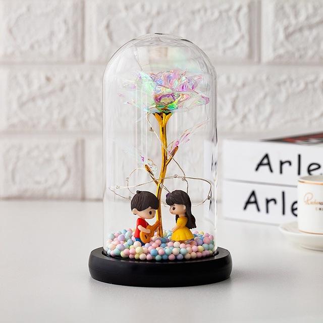 Rainbow Orbs Galaxy Enchanted Rose LED Glass Display (7 Designs)