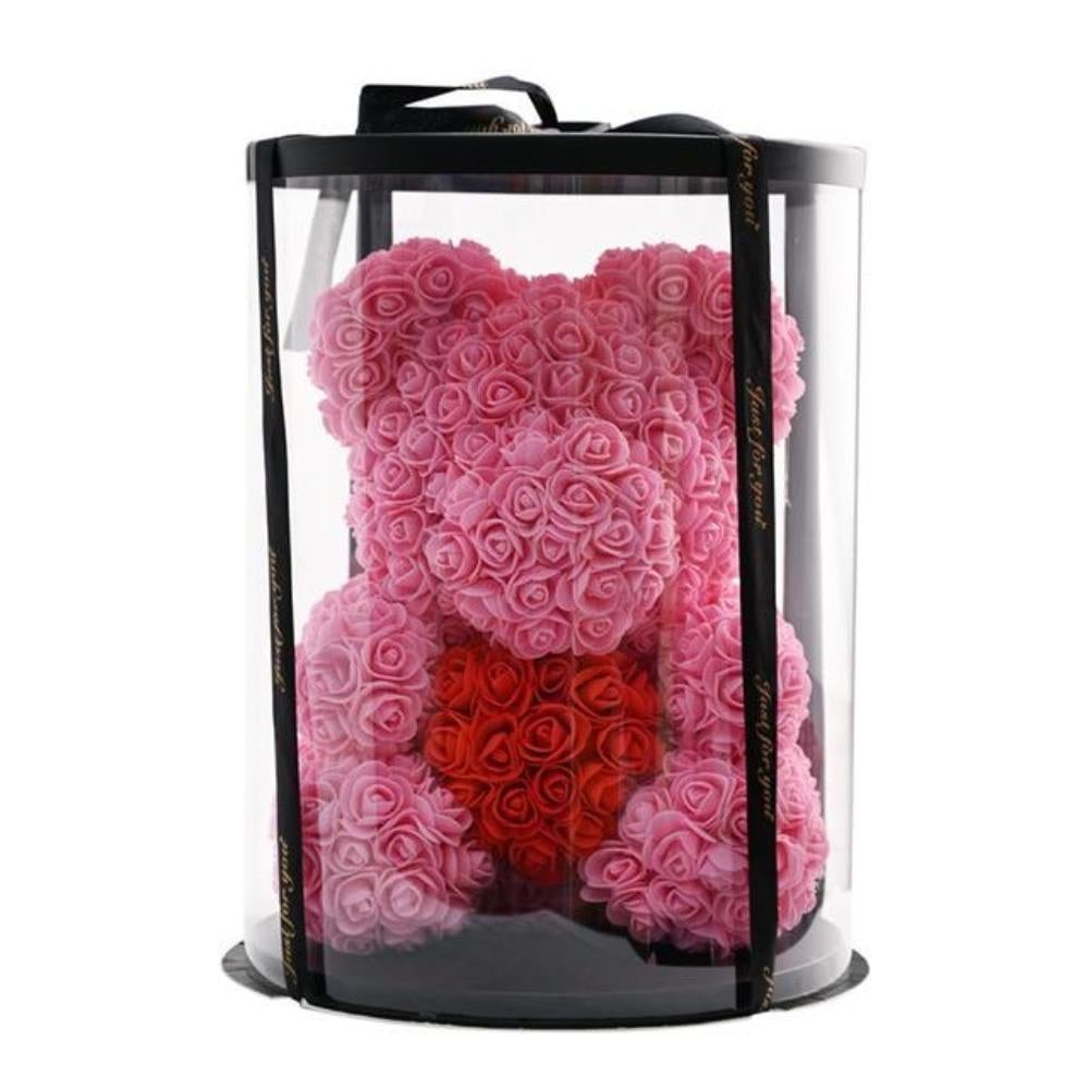Deluxe Enchanted Forever Rose Teddy Bear Round Gift Box (32 styles) Optional LED Lights or Crown