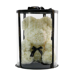 Deluxe Enchanted Forever Rose Teddy Bear Round Gift Box (32 styles) Optional LED Lights or Crown