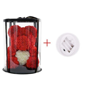 Deluxe Enchanted Forever Rose Teddy Bear Round Gift Box (32 styles) Optional LED Lights or Crown
