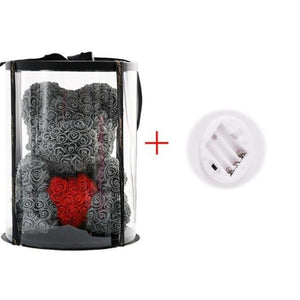 Deluxe Enchanted Forever Rose Teddy Bear Round Gift Box (32 styles) Optional LED Lights or Crown