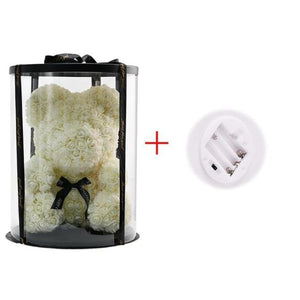 Deluxe Enchanted Forever Rose Teddy Bear Round Gift Box (32 styles) Optional LED Lights or Crown