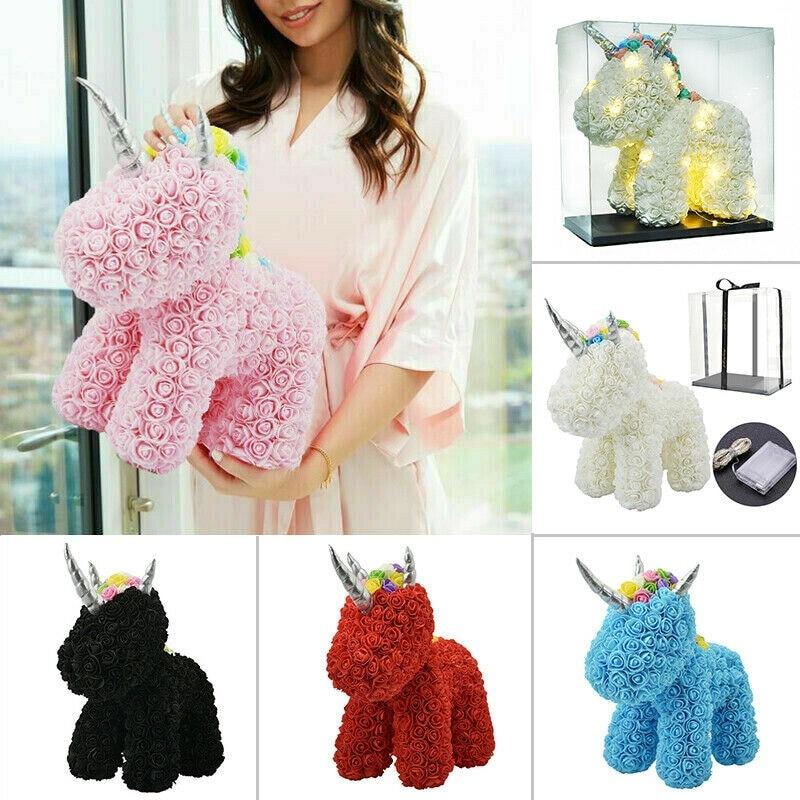 Standing Unicorn Rose Bear Large (5 Colors)