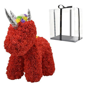 Standing Unicorn Rose Bear Large (5 Colors)