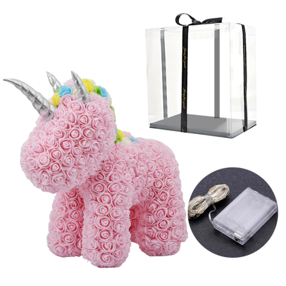 Standing Unicorn Rose Bear Large (5 Colors)