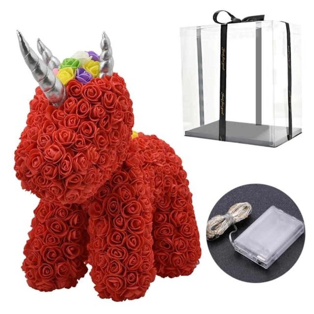 Standing Unicorn Rose Bear Large (5 Colors)