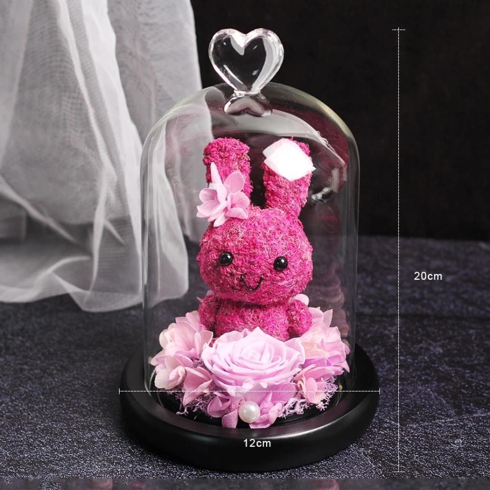 Immortal Preserved Rose Bunny Rabbit Glass LED Display (6 Designs)