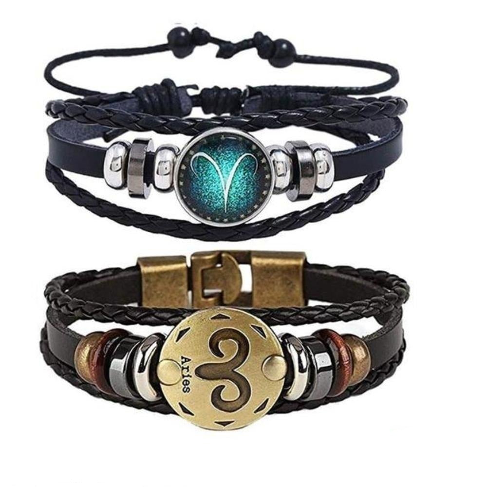 Astrology Zodiac Braided Bracelet 2 Pack Horoscope Constellations (12 Designs) Luminous Glow In The Dark